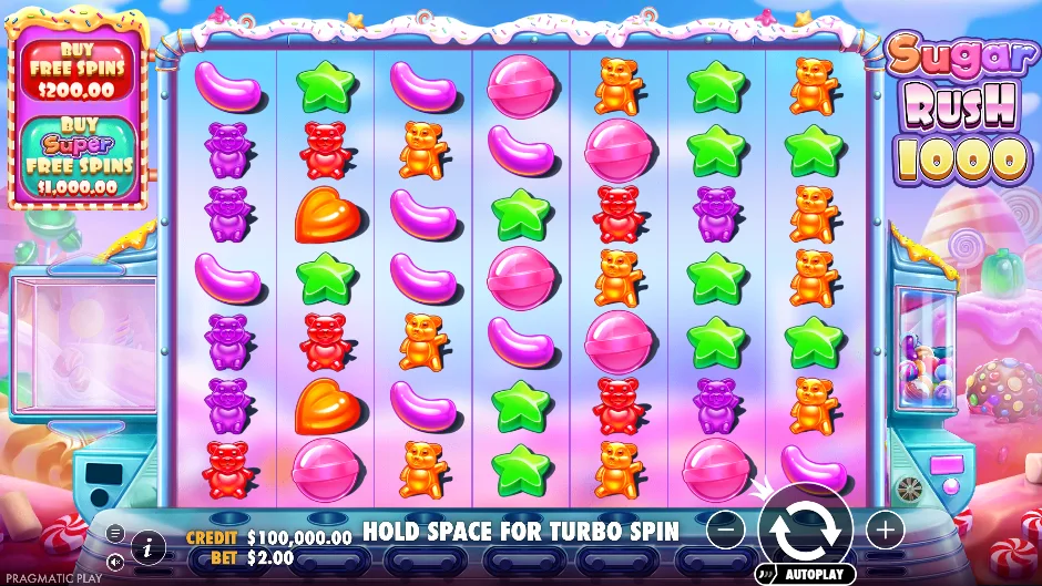 Sugar Rush 1000 actual demo controls, with the full title visible Sugar Rush 1000 actual demo controls, with the full title visible
